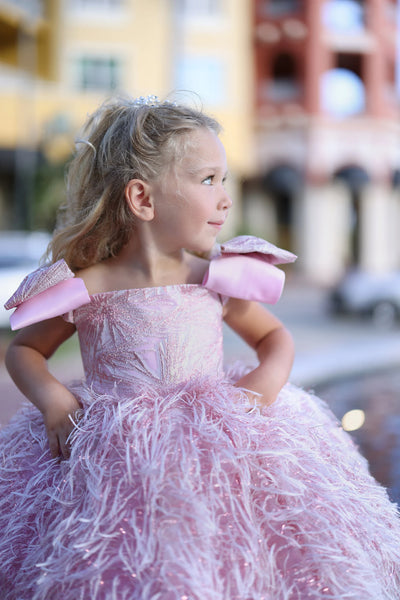 Handmade Couture Girls Satin Tulle Brocade Special Occasion Party Dress