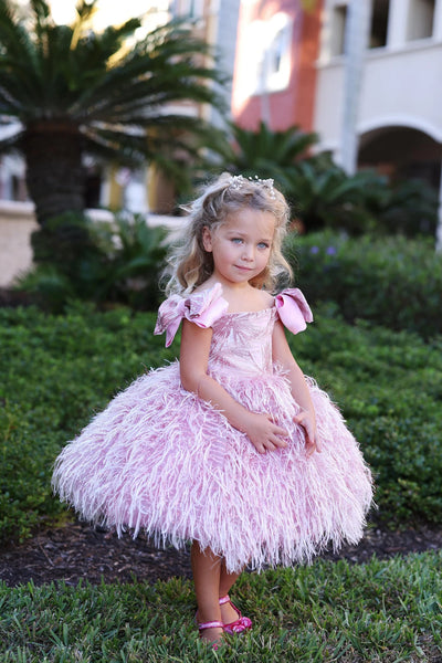 Handmade Couture Girls Satin Tulle Brocade Special Occasion Party Dress