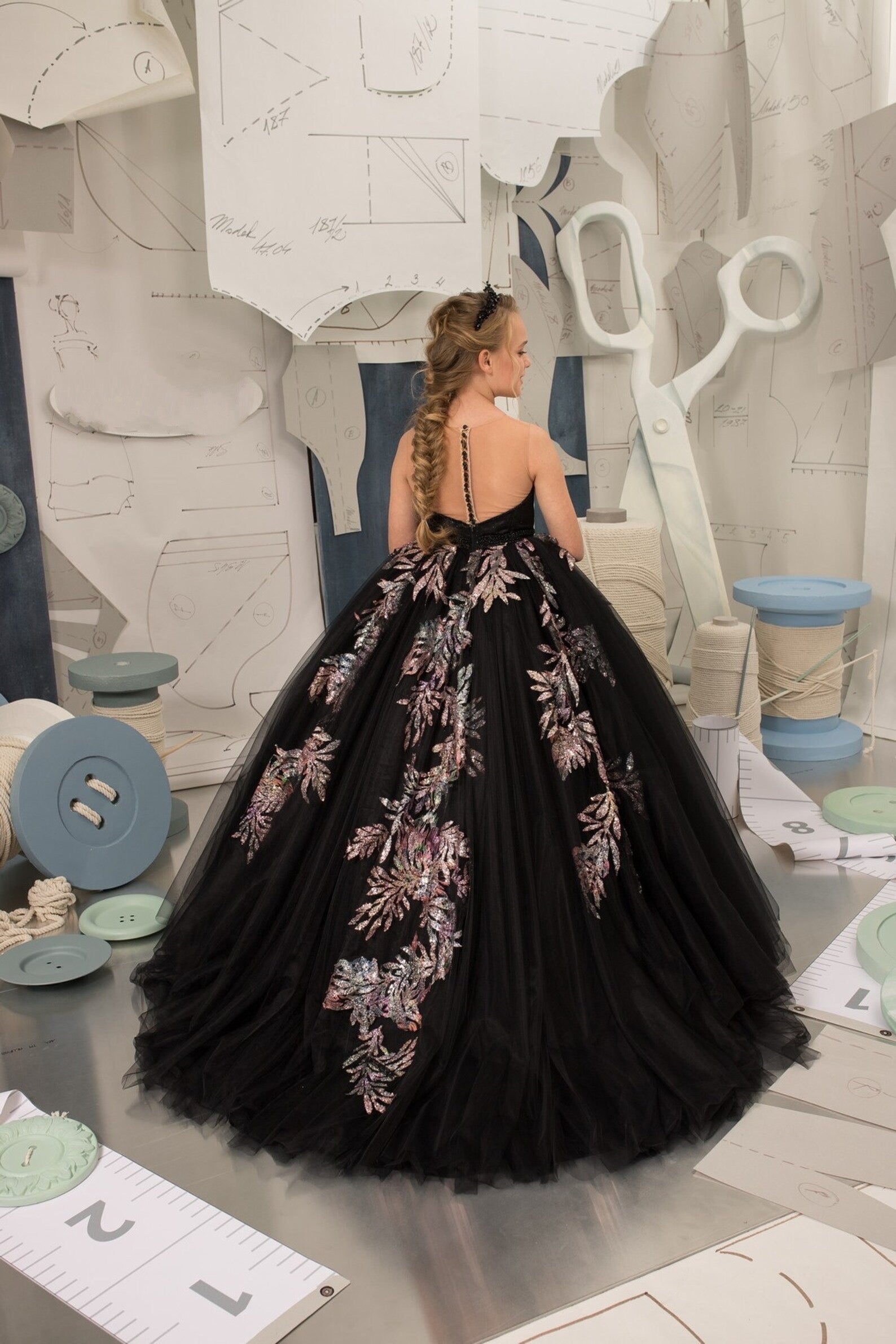 Handmade Couture Girls Pageant Party Special Occasion Tulle Ball Gown