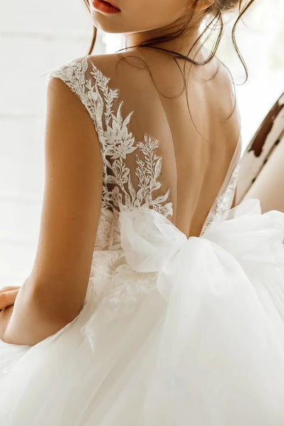 Gorgeous Aurelia Flower Girl Tulle Dress with Detachable Train