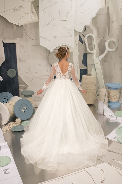 Custom Couture Communion Flower Girl Wedding Special Occasion Lace Tulle Gown