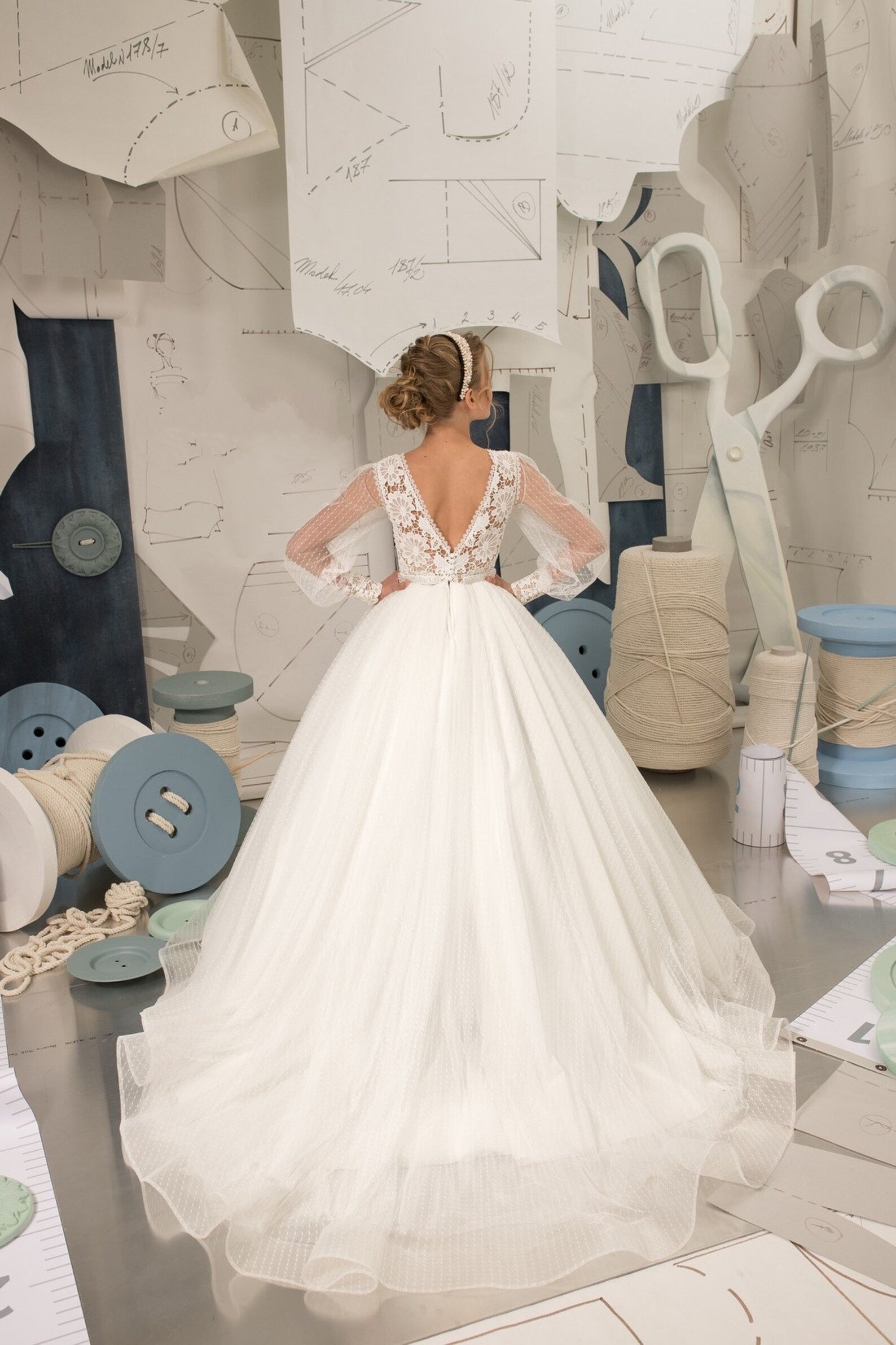 Custom Couture Communion Flower Girl Wedding Special Occasion Lace Tulle Gown