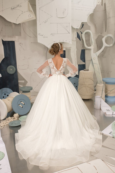 Custom Couture Communion Flower Girl Wedding Special Occasion Lace Tulle Gown