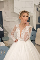 Custom Couture Communion Flower Girl Wedding Special Occasion Lace Tulle Gown