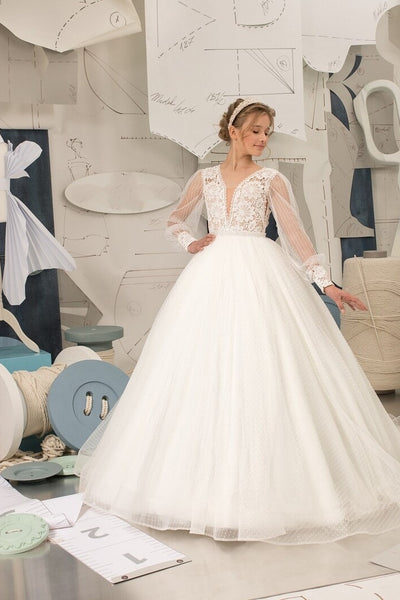 Custom Couture Communion Flower Girl Wedding Special Occasion Lace Tulle Gown