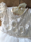 Exquisite Couture White Silk Tulle Christening Baptism Baby Gown
