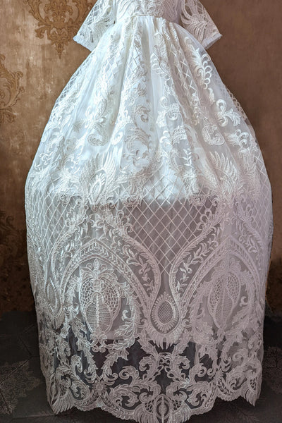 Luxury Couture Baby Baptism Heirloom Christening Embroidered Sequin Gown