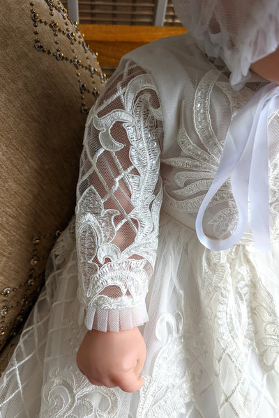 Luxury Couture Baby Baptism Heirloom Christening Embroidered Sequin Gown