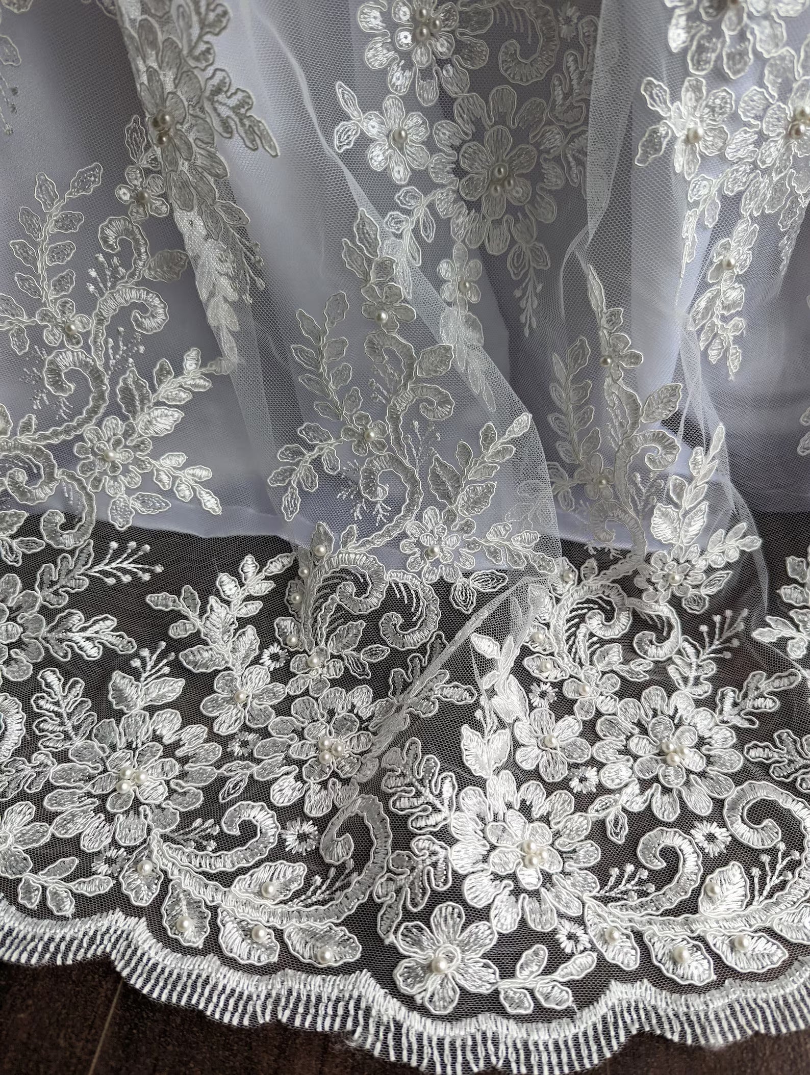 Couture Heirloom Silk Embroidered Pearl Beaded Christening Baptism Gown