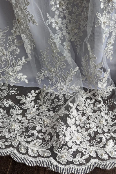 Couture Heirloom Silk Embroidered Pearl Beaded Christening Baptism Gown