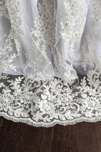 Couture Heirloom Silk Embroidered Pearl Beaded Christening Baptism Gown