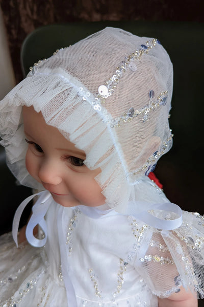 Couture Handmade Sequined Lace Tulle Christening Baptism Gown
