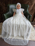 Couture Handmade Sequined Lace Tulle Christening Baptism Gown