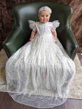 Couture Handmade Sequined Lace Tulle Christening Baptism Gown