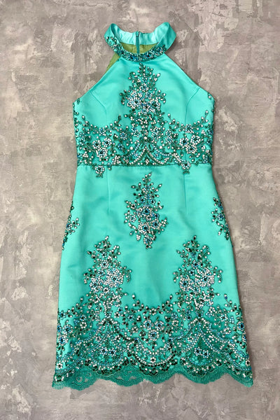 Girls Beaded Pageant Dress with Detachable Tulle Train