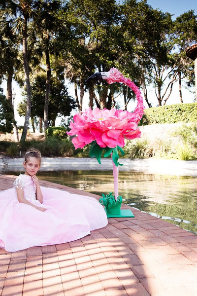 Custom Handmade 3D Organza Crystal Embellished Wedding Flower Girl Dress