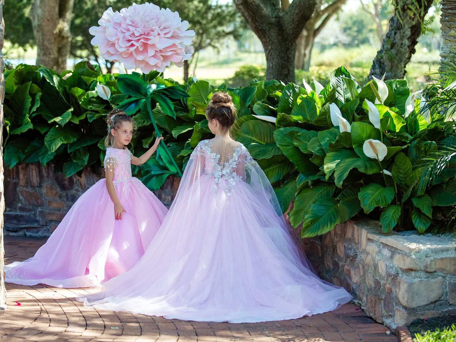 Custom Handmade 3D Organza Crystal Embellished Wedding Flower Girl Dress