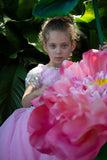 Custom Handmade 3D Organza Crystal Embellished Wedding Flower Girl Dress