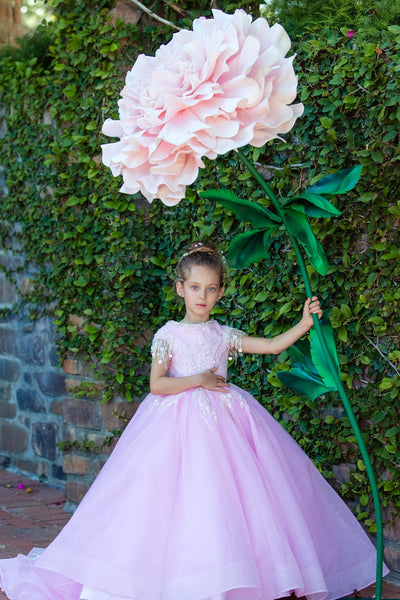 Custom Handmade 3D Organza Crystal Embellished Wedding Flower Girl Dress