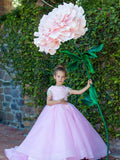 Custom Handmade 3D Organza Crystal Embellished Wedding Flower Girl Dress