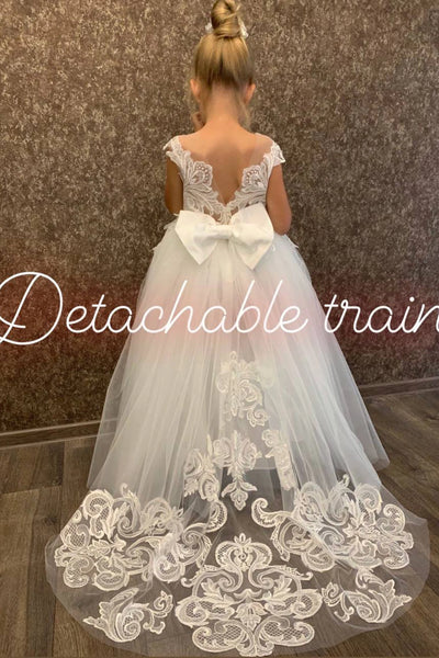 Ivory Lace Couture Girls Pageant and Communion Dress