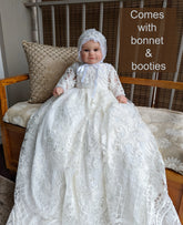 Luxury Couture Baby Baptism Heirloom Christening Embroidered Sequin Gown