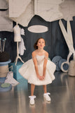 Girls Couture Handmade Knee Length Ivory Flower Girl Pageant Party Dress