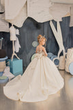 Custom Couture Wedding Flower Girl Pageant Party Gown With Train