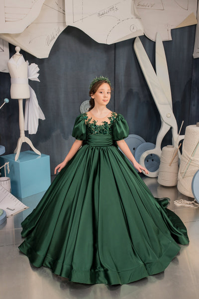 Couture Flower Girl Satin Taffeta Pageant Wedding Party Dress