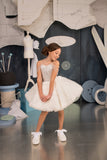 Girls Couture Handmade Knee Length Ivory Flower Girl Pageant Party Dress