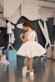 Girls Couture Handmade Knee Length Ivory Flower Girl Pageant Party Dress