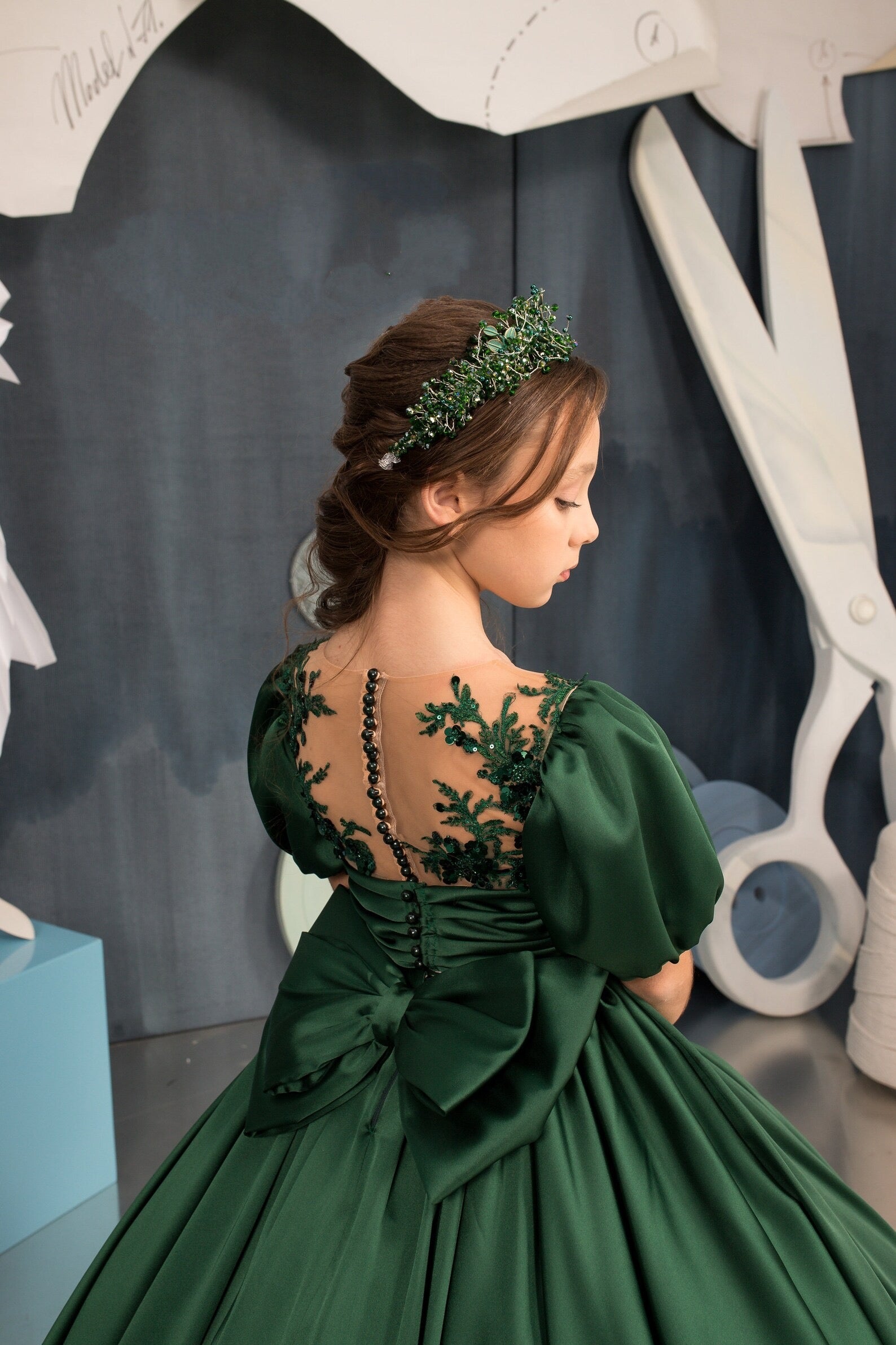 Couture Flower Girl Satin Taffeta Pageant Wedding Party Dress