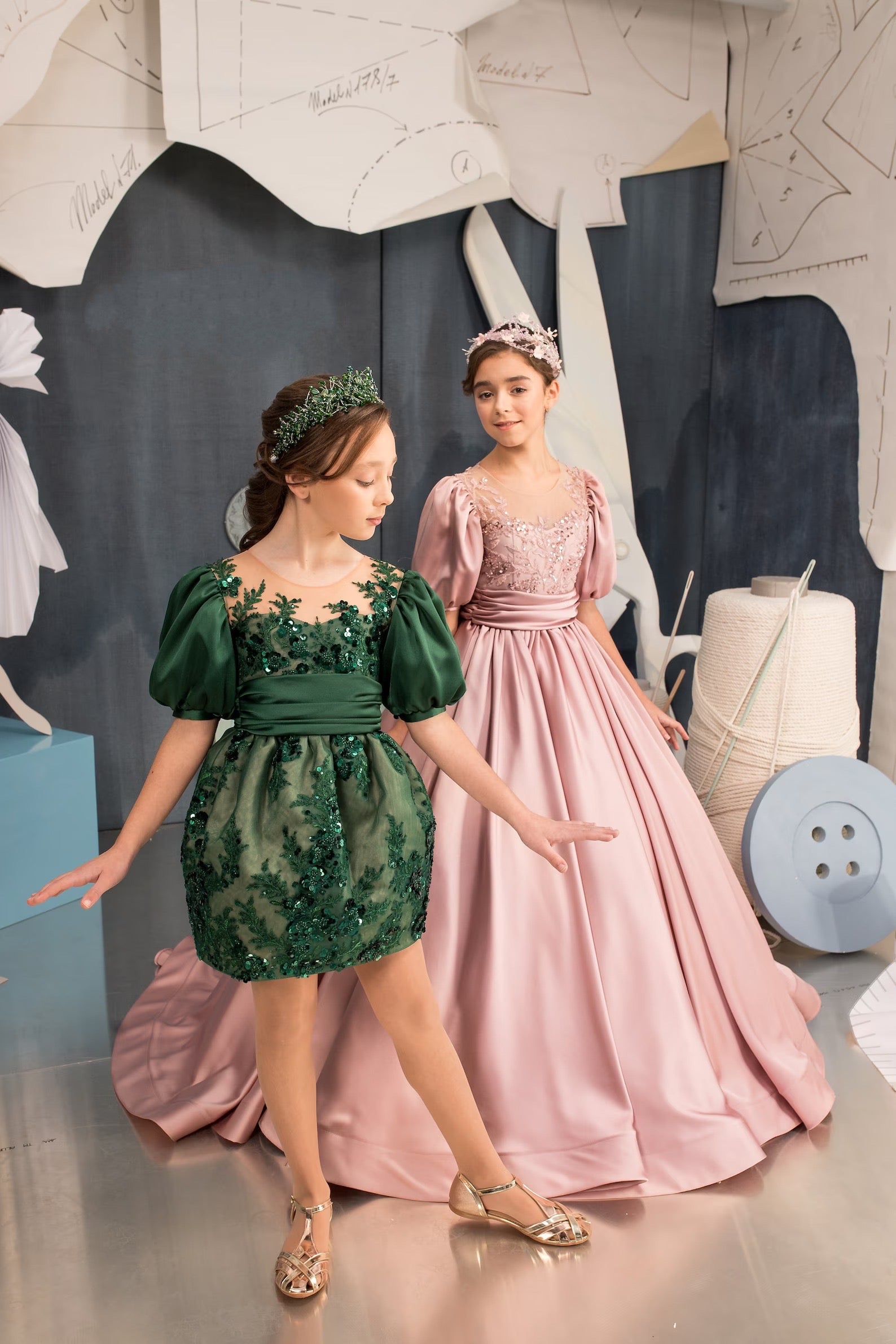 Couture Flower Girl Satin Taffeta Pageant Wedding Party Dress