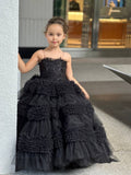 Custom Couture Girls Wedding Party Special Occasion Satin Tulle Lace Gown