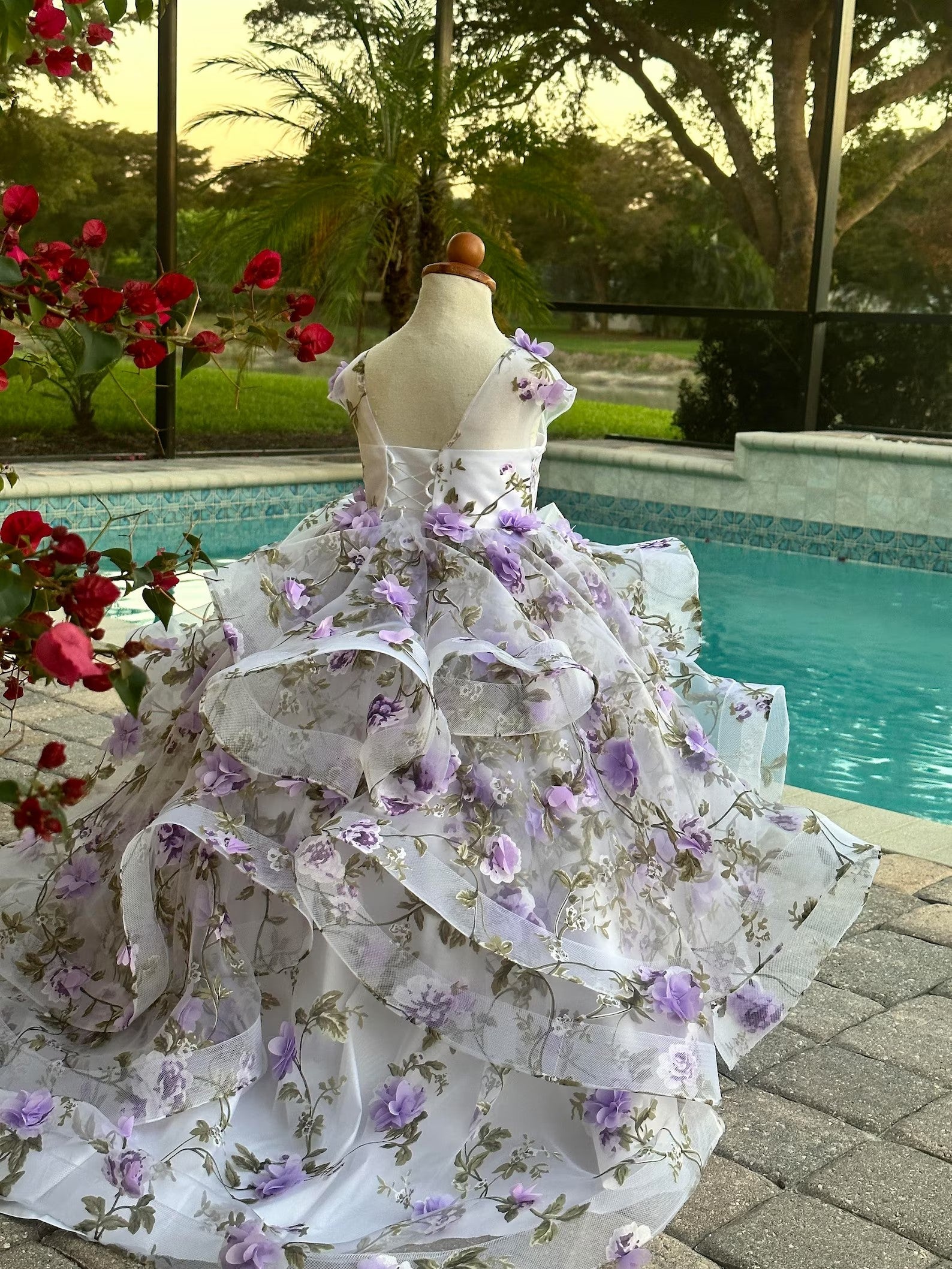 Custom Couture Princess 3D Floral Wedding Flower Girl Special Occasion Dress