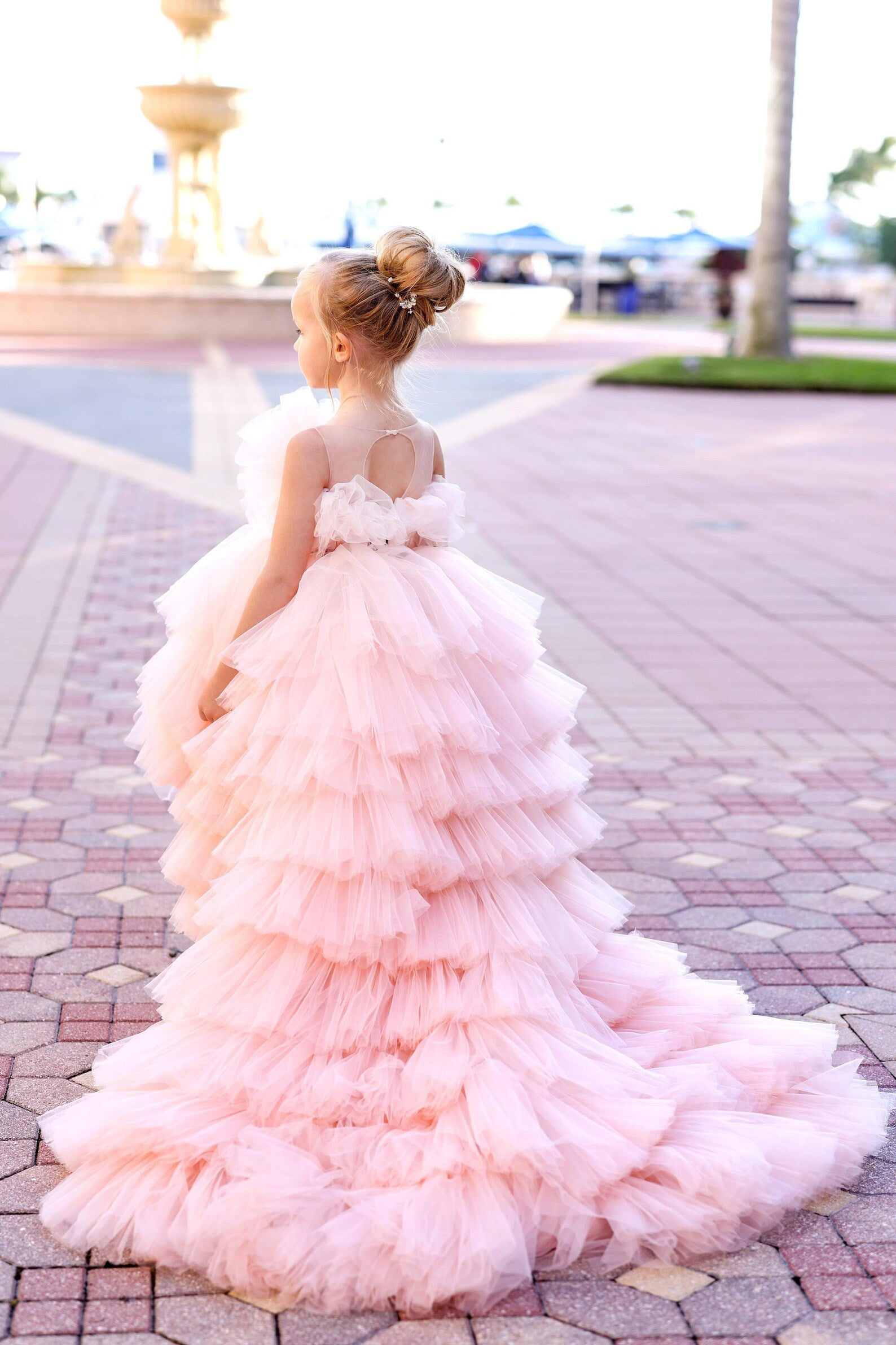Couture Flower Girl Pageant Party Special Occasion Tulle High Lo Dress