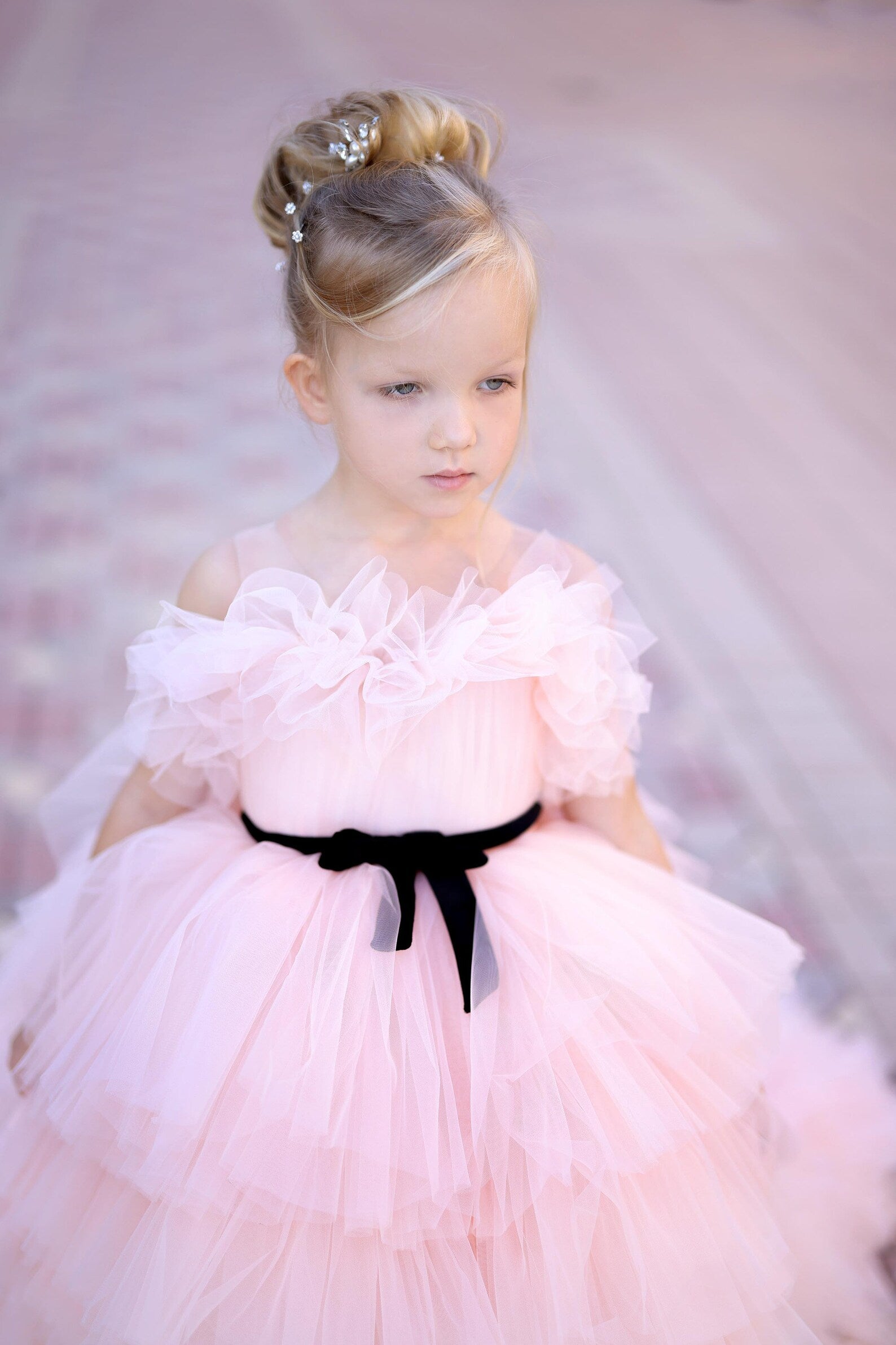 Couture Flower Girl Pageant Party Special Occasion Tulle High Lo Dress