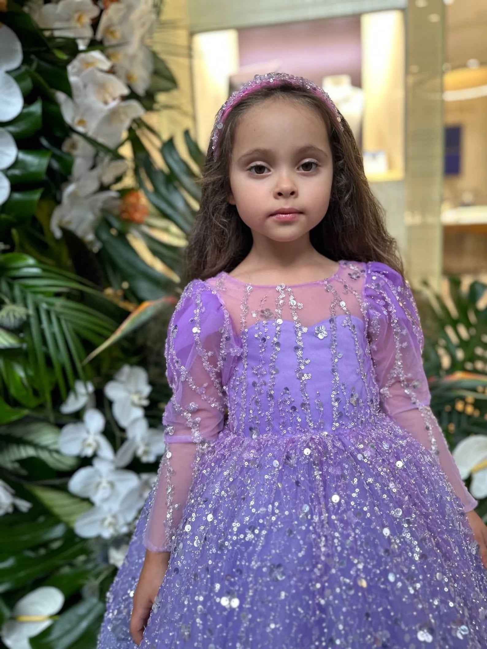 Couture Princess Birthday Special Occasion Glitter Sequin Knee Length Party Dress