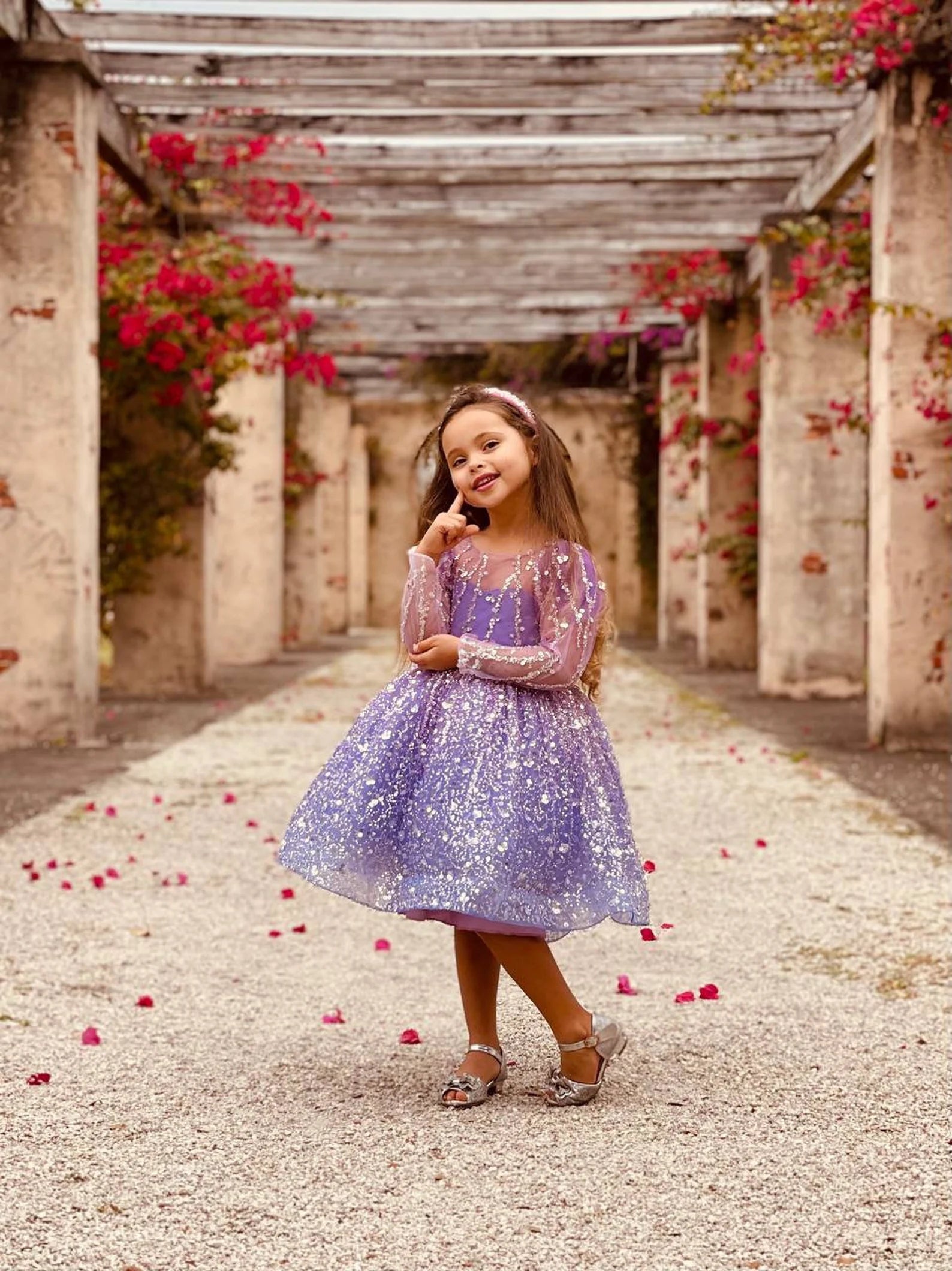 Couture Princess Birthday Special Occasion Glitter Sequin Knee Length Party Dress