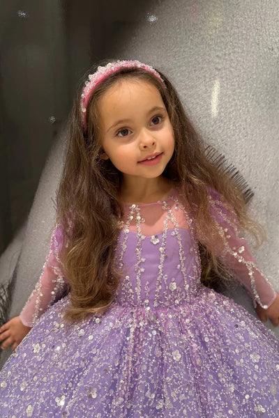 Couture Princess Birthday Special Occasion Glitter Sequin Knee Length Party Dress