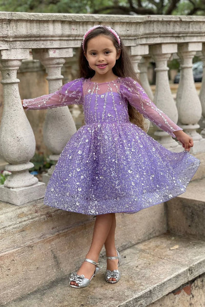Couture Princess Birthday Special Occasion Glitter Sequin Knee Length Party Dress
