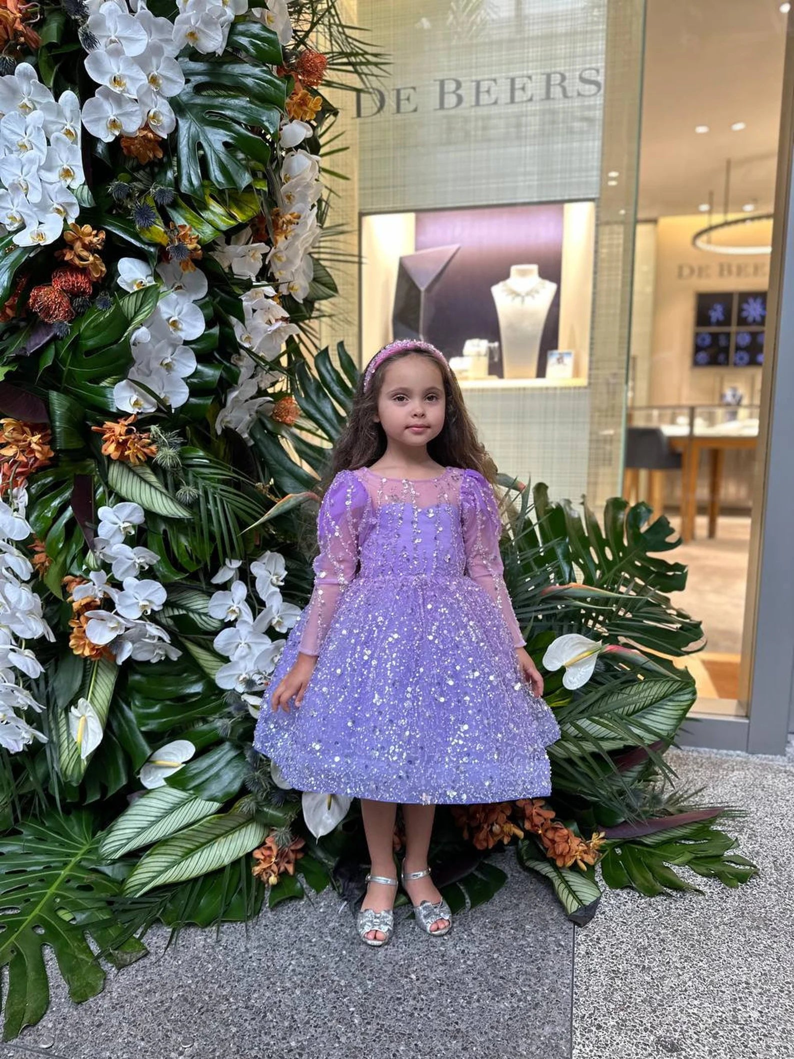 Couture Princess Birthday Special Occasion Glitter Sequin Knee Length Party Dress