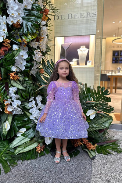 Couture Princess Birthday Special Occasion Glitter Sequin Knee Length Party Dress