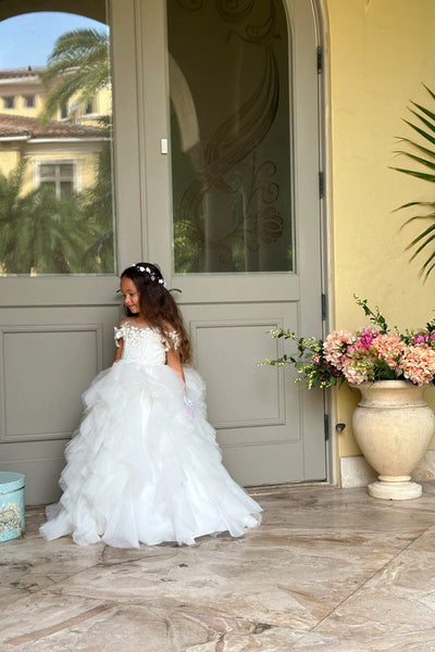 Custom Couture Wedding Flower Girl Ruffled Communion Birthday Party Gown