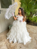 Custom Couture Wedding Flower Girl Ruffled Communion Birthday Party Gown