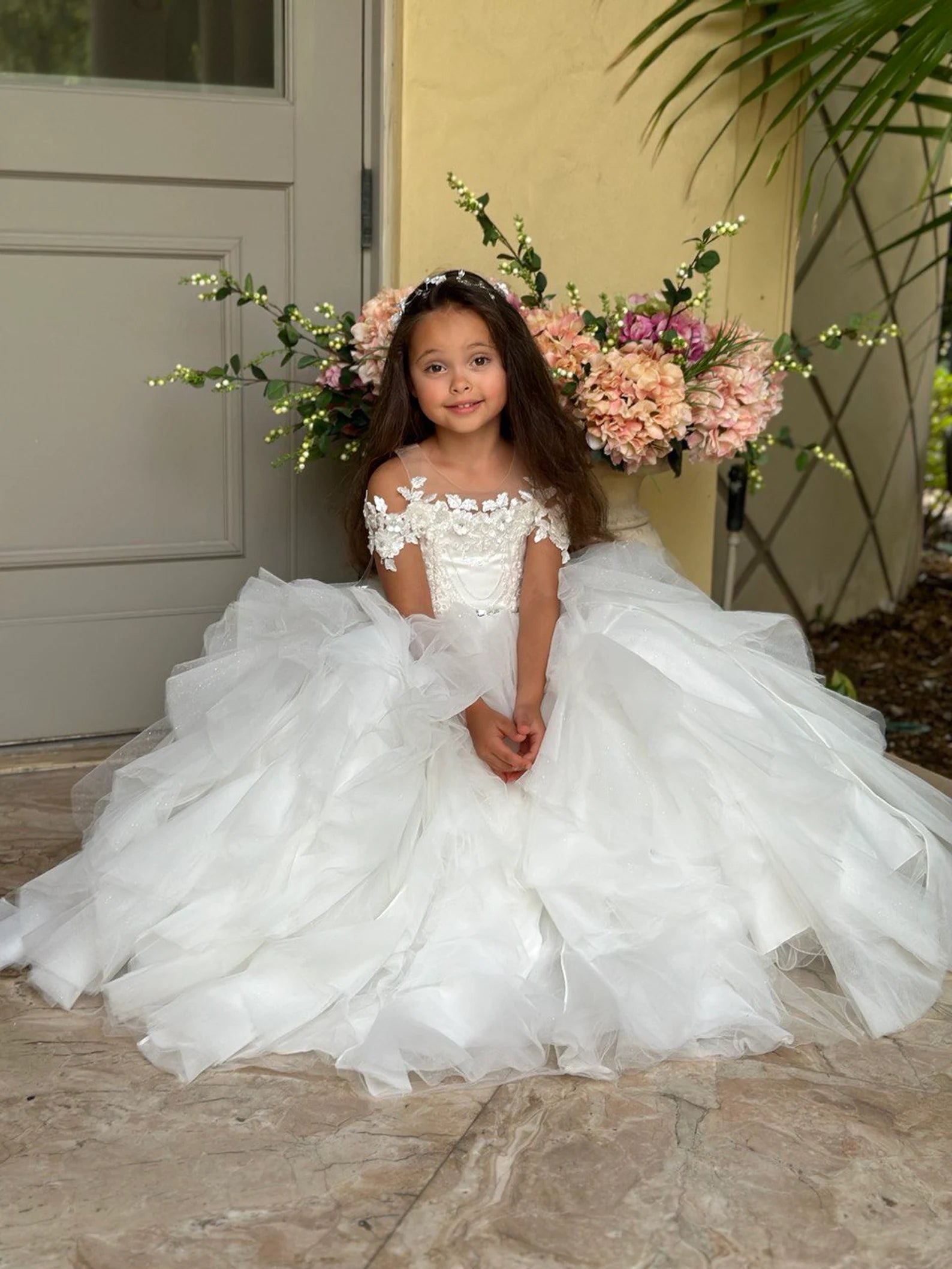Custom Couture Wedding Flower Girl Ruffled Communion Birthday Party Gown