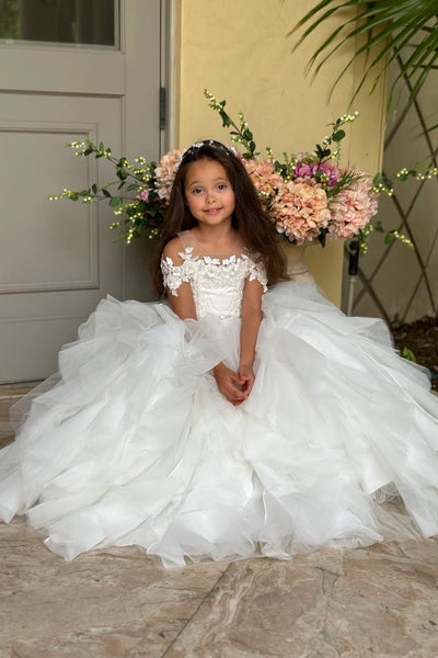 Custom Couture Wedding Flower Girl Ruffled Communion Birthday Party Gown