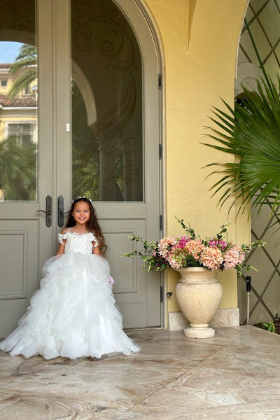Custom Couture Wedding Flower Girl Ruffled Communion Birthday Party Gown