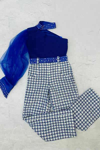 Girls Pageant Fun Fashion Pant Set | One Sleeve Tweed Jumpsuit