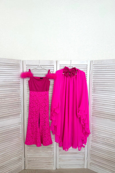 Girls Pageant Jumpsuit Lace Flare Pants Overskirt Train